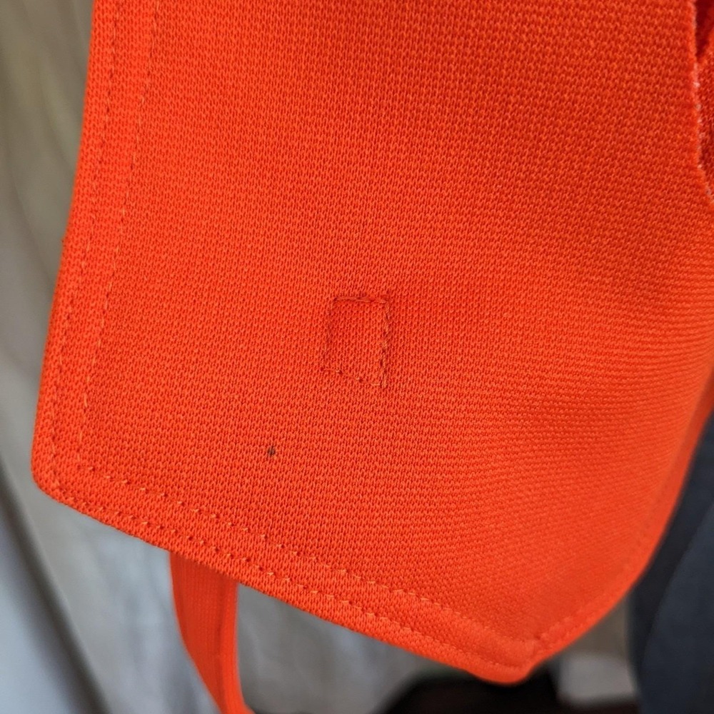 Vintage 70s Mod Cropped Top Vest XS/S Orange Tie Front Waistcoat Space Age - Picture 11 of 14